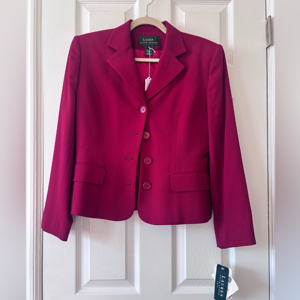 NWT Lauren Ralph Lauren Women's Berry Wool Blazer